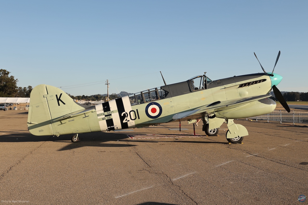 2024 Central Coast AirFest Review 43 Ed Kurdziel s Fairey Firefly TT.6 Royal Australian Navy serial number WB518 on the static line at Santa Maria