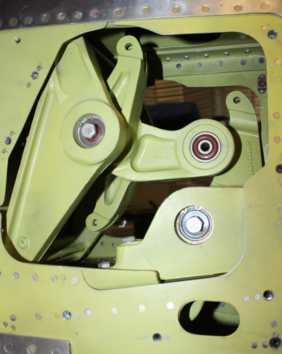 XP-82 Twin Mustang - September, 2014 Restoration Update 16 Elevator and rudder bellcrank castings in place. (photo via Tom Reilly)