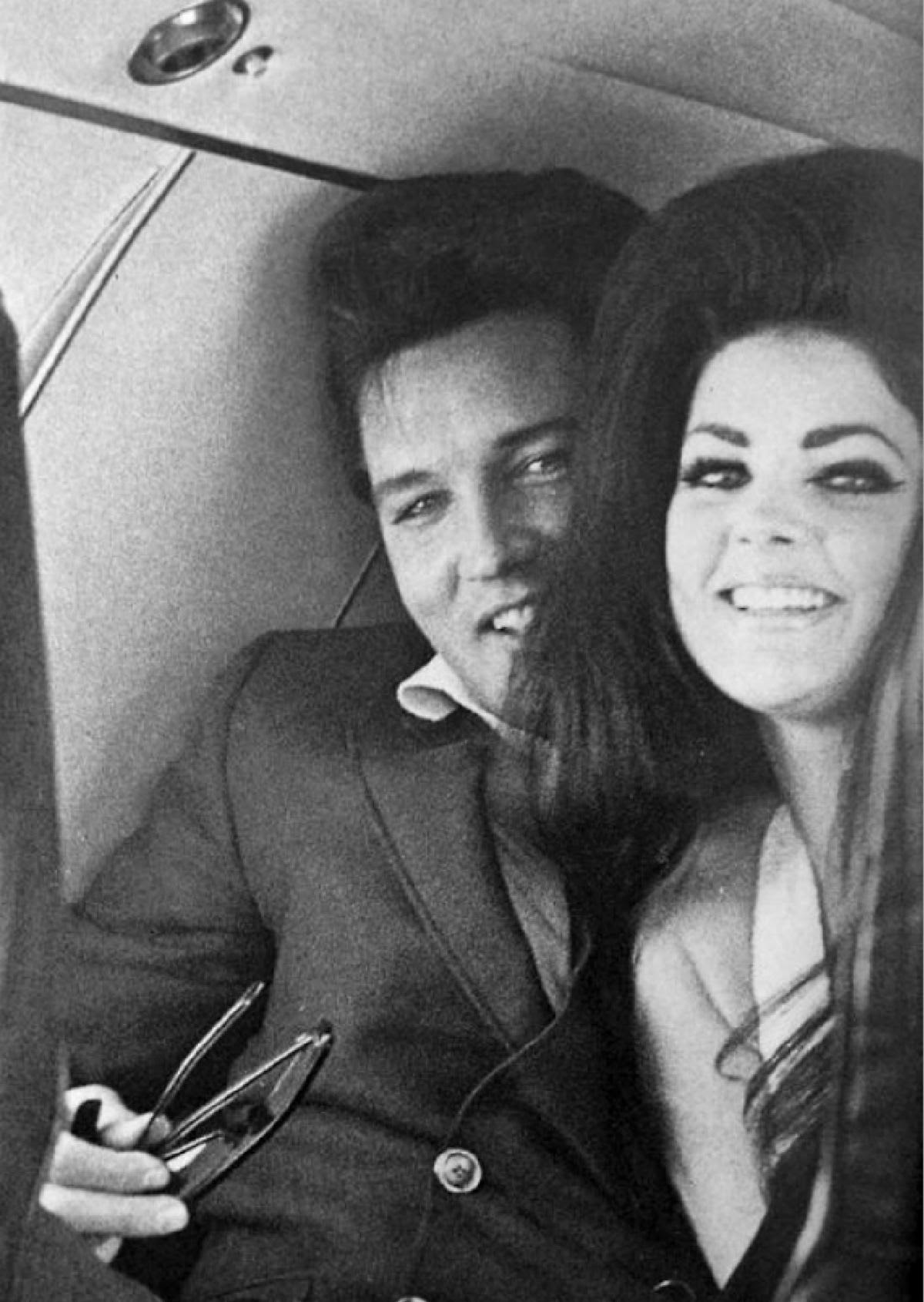 Elvis and the Learjet 13 Elvis and Priscilla in Frank Sinatras Learjet heading to Palm Springs for their honeymoon on May 1 1967