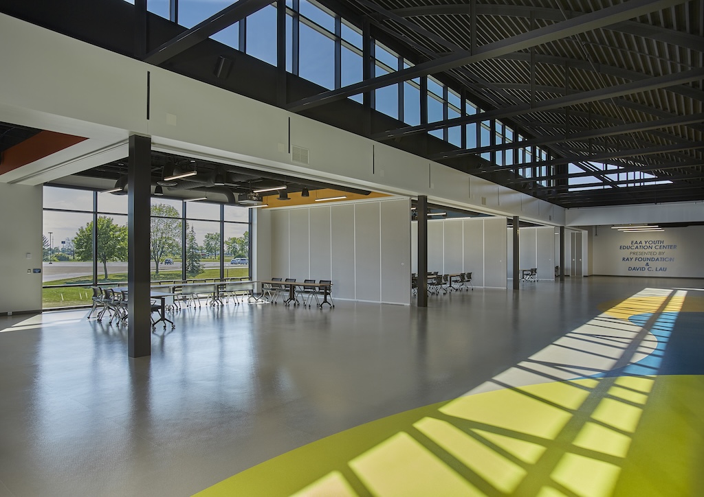 EAA Aviation Museum Reaccredited by American Alliance of Museums 12 Events Education Center upper interior EAA Museum