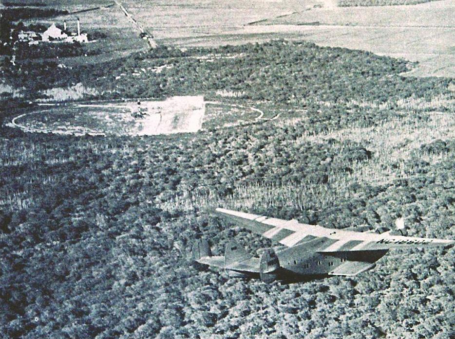 Ghosts of Pearl Harbor: Saving the Crossroads to Marine Aviation in the Pacific Theater 14 Pan American Airways Boeing 314 “California Clipper” passing the Ewa mast on it's way to landing at Pearl Harbor in 1938.
