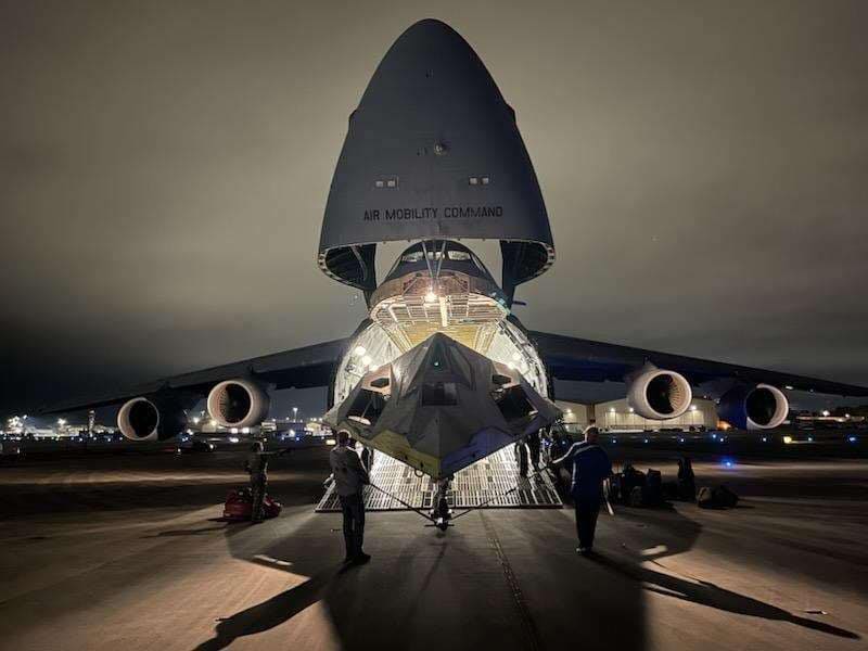 F-117A Nighthawk Arrives at Museum of Aviation in Warner Robins 12 F 117 Nighthawk C 5 Galaxy arrival Museum of Aviation Robins AFB Warner Robins GA