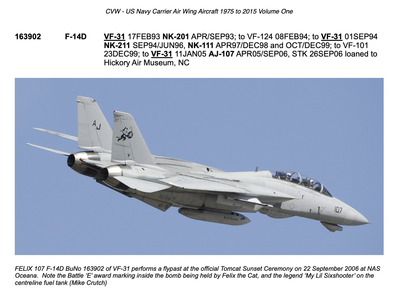 Today in Aviation History: Grumman F-14 Tomcat Retires from U.S. Naval Service 12 F 14D BuNo 163902