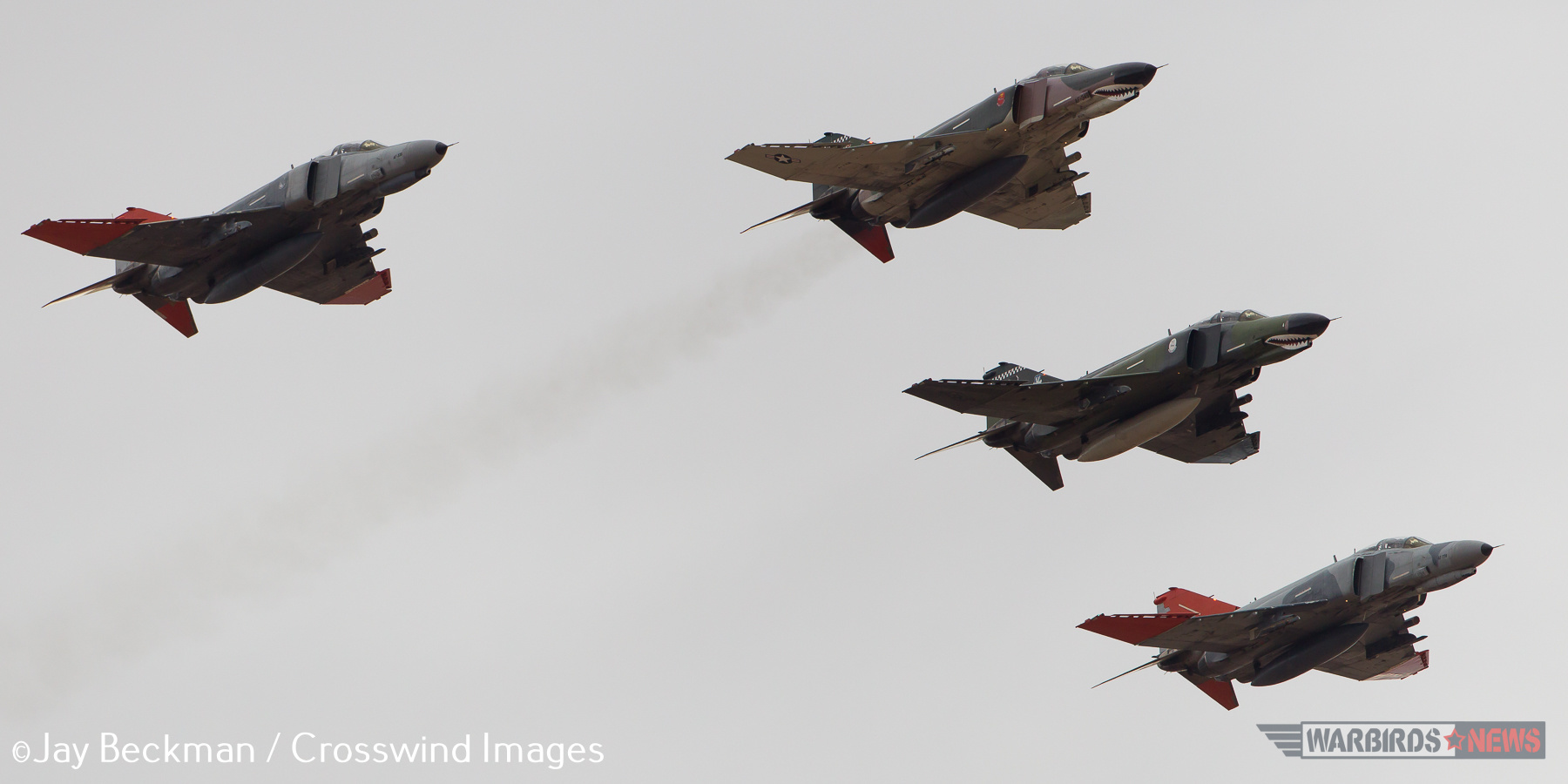 Pharewell to the Phantom 11 A QF-4 Phantom Four Ship formation flies over Holloman Air Force Base, N.M., during the Phinal Phlight event on Dec. 21, 2016. This event marks the end of the aircraft’s 53 years of service to the Air Force. (Photo by Jay Beckman / Crosswind Images)
