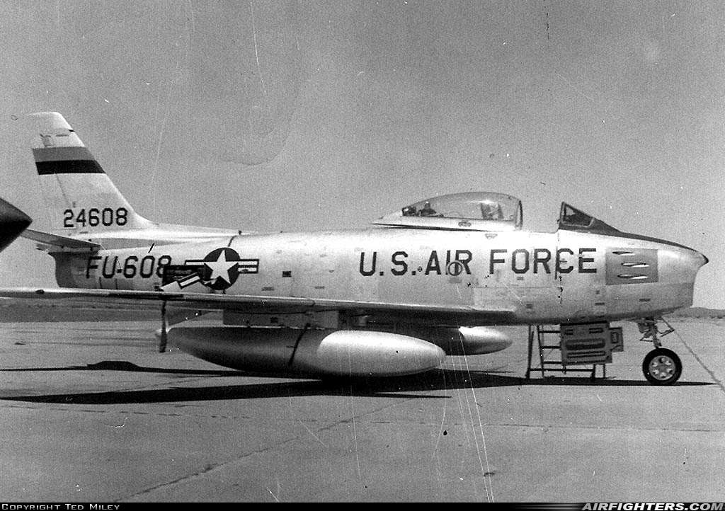Paso Robles’ Estrella Warbirds Museum Acquires Historic F-86F Sabre 10 F 86F 52 4608 before its rocket conversion Ted Miley via Airfighters.com