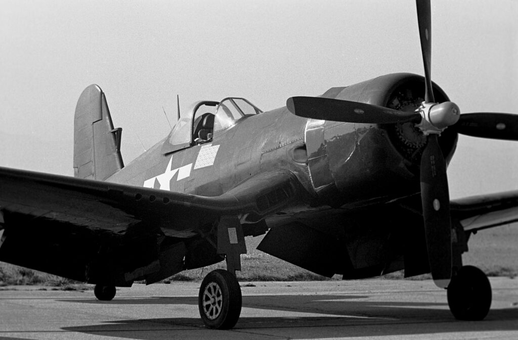 The Corsairs of Baa Baa Blacksheep — Confusion In Numbers 15 F4U 4 97359 at Chino February 1977 Frank Mormillo