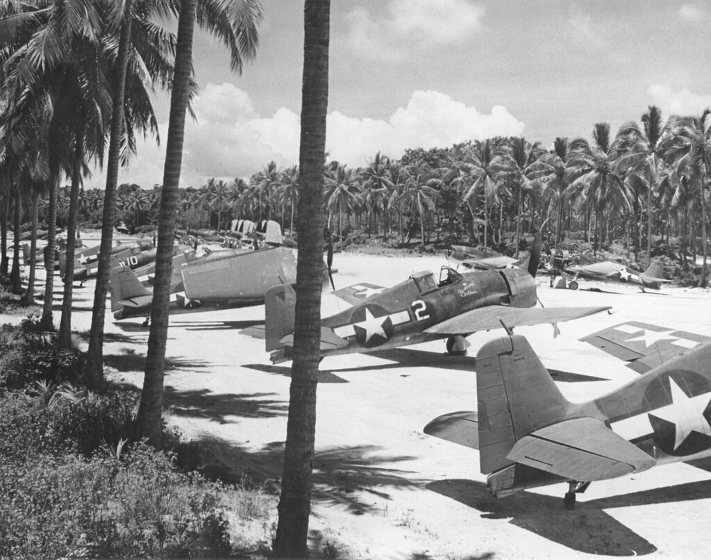 The South Pacific World War II Museum 21 F6F 3 Hellcats of VF 40 at Espiritu Santo 1944