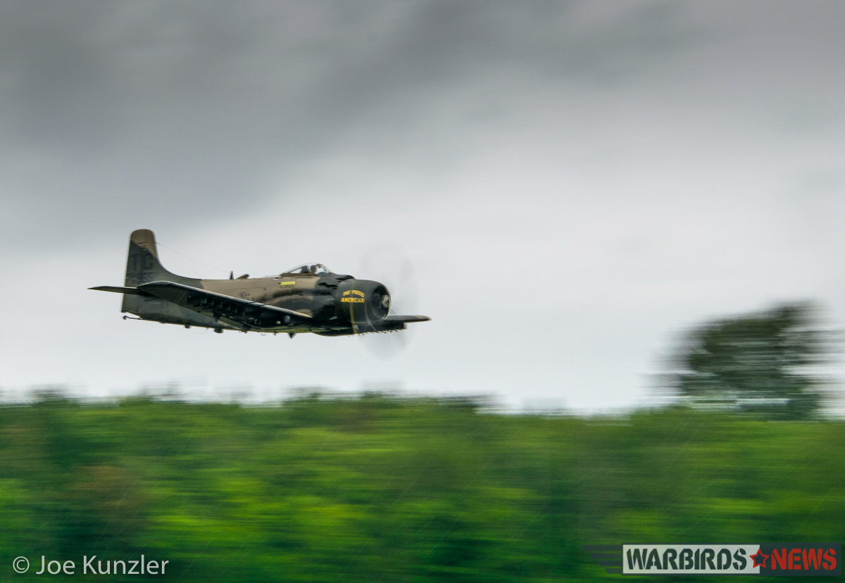 Heritage Flight Museum – June Fly Day Report 23 Treetop Skyraider low approach. (photo by Joe Kunzler)