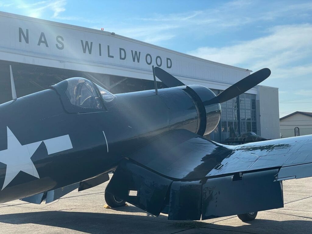 First Responders and Military Appreciation Day at Naval Air Station Wildwood Aviation Museum 10 FG 1D Corsair outside NAS Wildwood