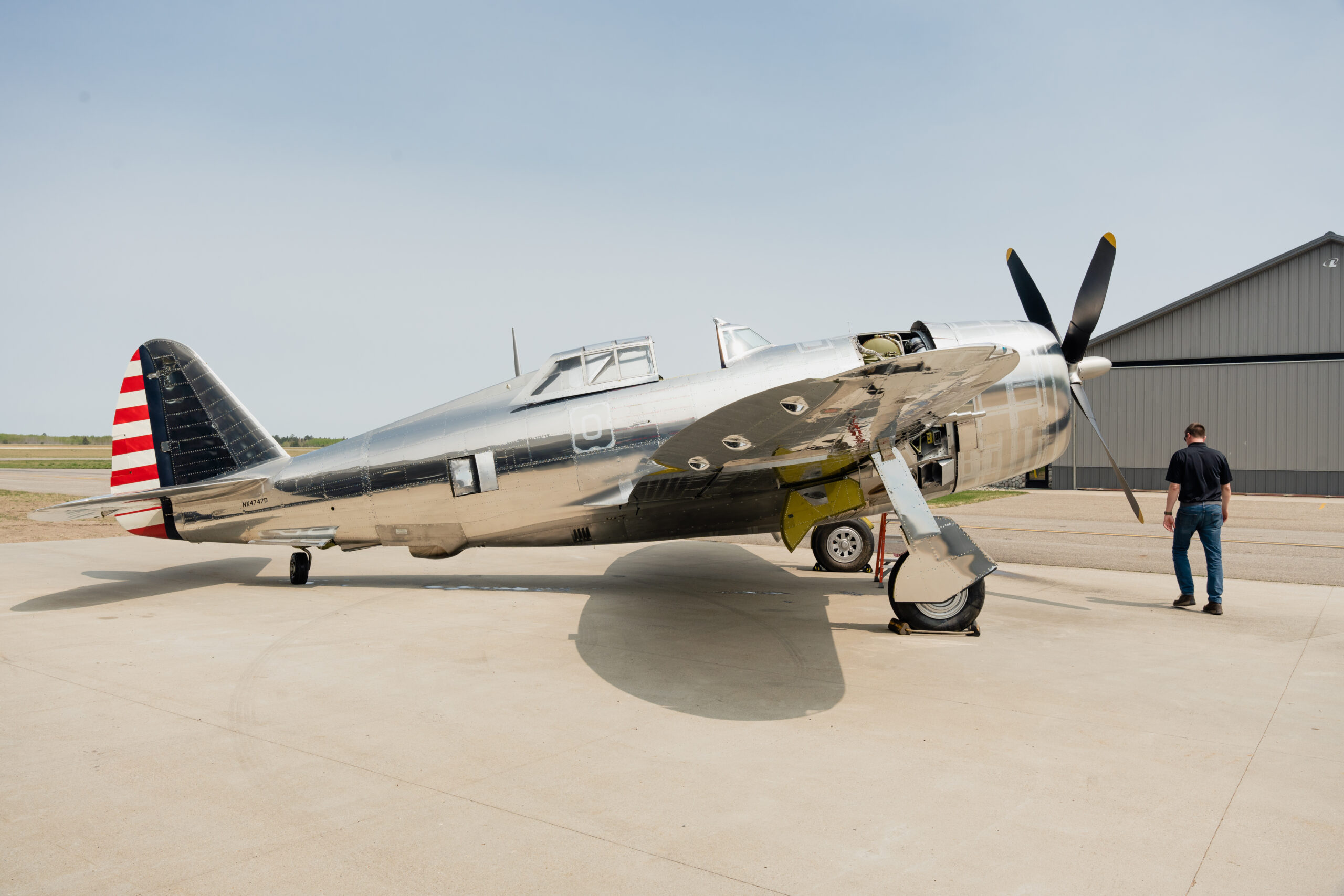 Dakota Territory Air Museum's P-47D Flies! 10 FIRST FLIGHT P 47D 23RA SERIAL 42 27609 6