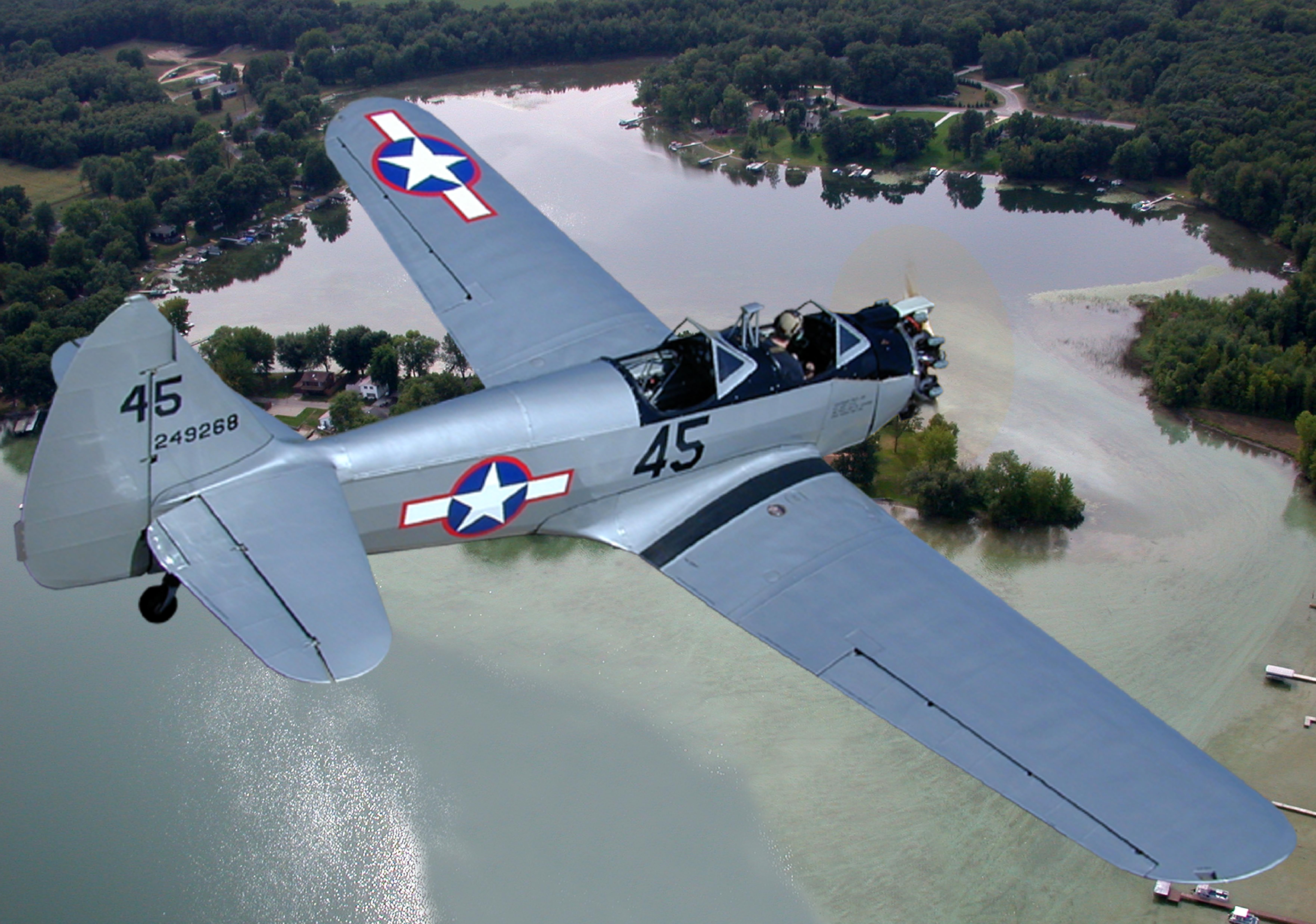 List of Affordable Warbirds 16 Fairchild PT 23HO N52020 8 Composite Photo Over Fishers Lake in Three Rivers MI