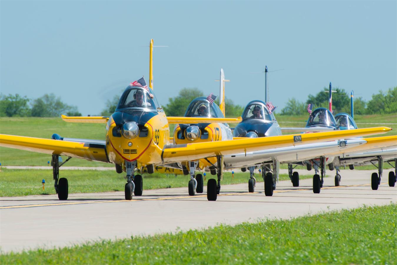 Take to the Skies AirFest in Durant, Oklahoma, Saturday April 16th 14 Falcon Flight lining up for take off. (photo via Take to the Skies AirFest)
