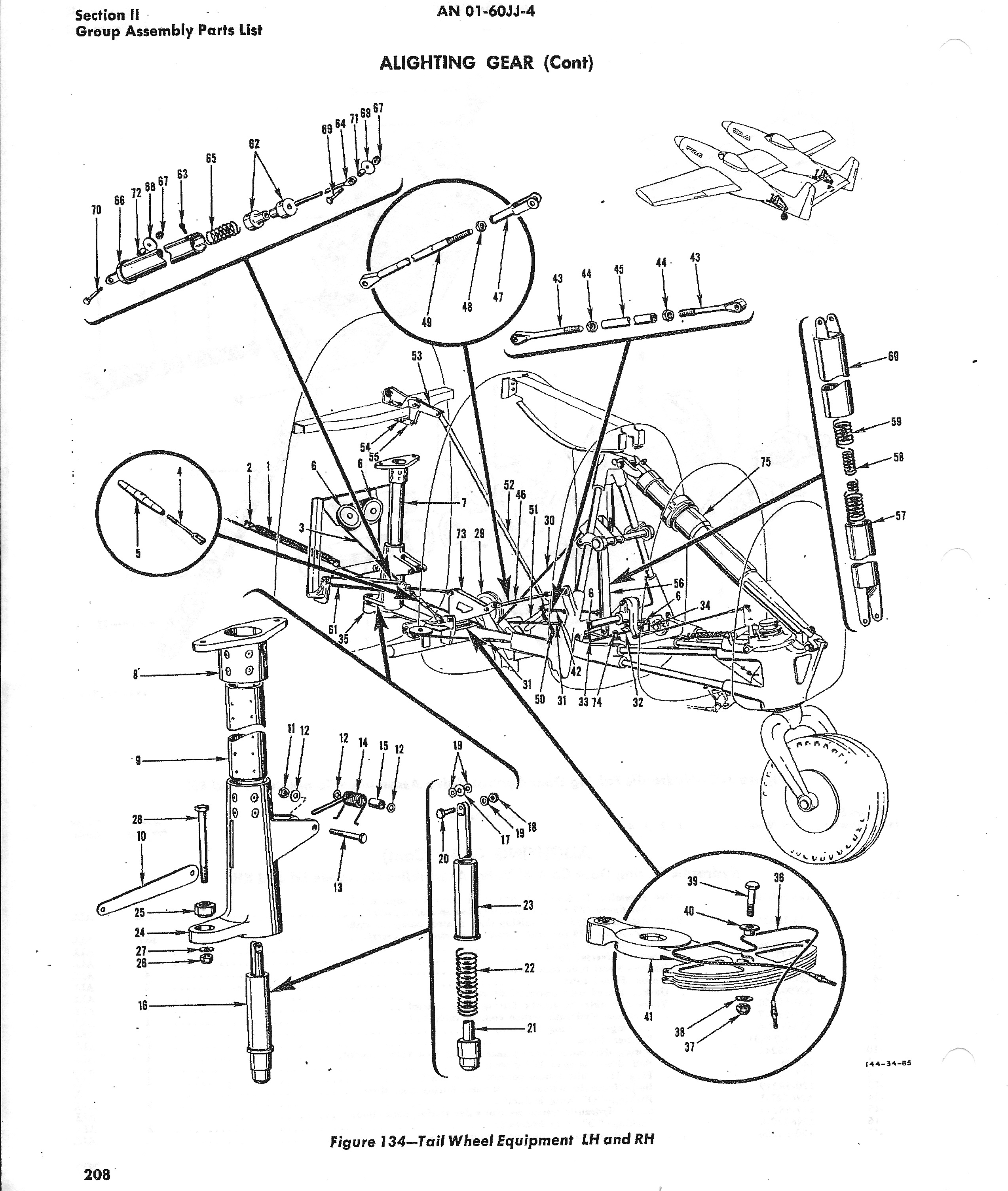 XP-82 Twin Mustang - February 2016 - Restoration Update 21 A good view from the Illustrated Parts Manual showing the tail wheel assembly. (photo via Tom Reilly)