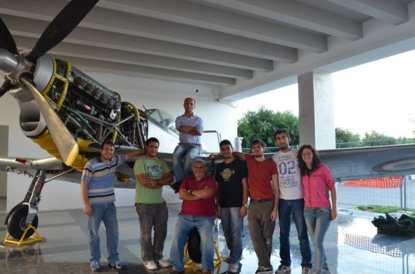 A New Home For The Fiat G 59 12 Students of the University of Palermo celebrate their accomplishment. In this picture you can see the Rolls-Royce Merlin engine. ( image credit University of Palermo)