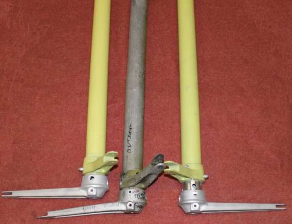 XP-82 Twin Mustang Restoration - February 2014 Update 21 A pair of freshly restored flap arms compared to a damaged original in the centre. (photo via Tom Reilly)