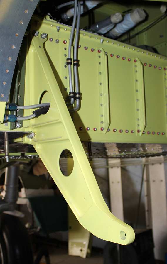XP-82 Twin Mustang - September, 2014 Restoration Update 24 Right hand flap hinge installation. (photo via Tom Reilly)
