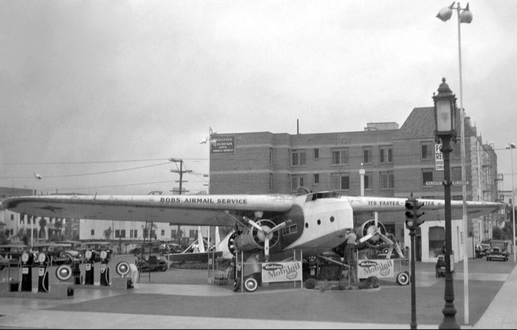 A Stroke of Marketing Genius: Local Businesses, Vintage Aircraft, And Their Unusual Association 30 Fokker F 32 airliner to Bobs Air Mail Service Station