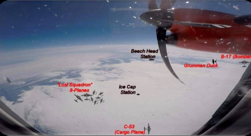 Into the Ice: The Ongoing Mission to Recover The Lost Squadron's P-38 “Echo” in Greenland 16 For a different perspective on the general area . 75 NM from Kulusuk is the lost Squadron site P 38 recovery