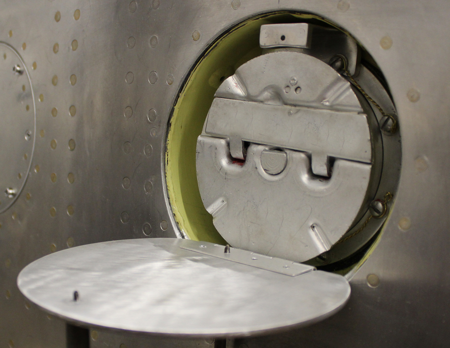 XP-82 Twin Mustang - February 2016 - Restoration Update 16 One of the fuel cap assemblies in position. (photo via Tom Reilly)