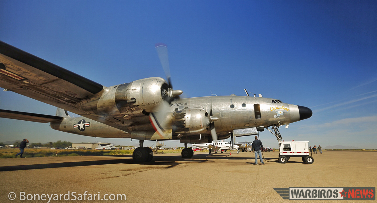 Columbine II - Homeward Flight Update - 21 March, 2016 11 Engine warmup. (photo with permission from BoneyardSafari.com)