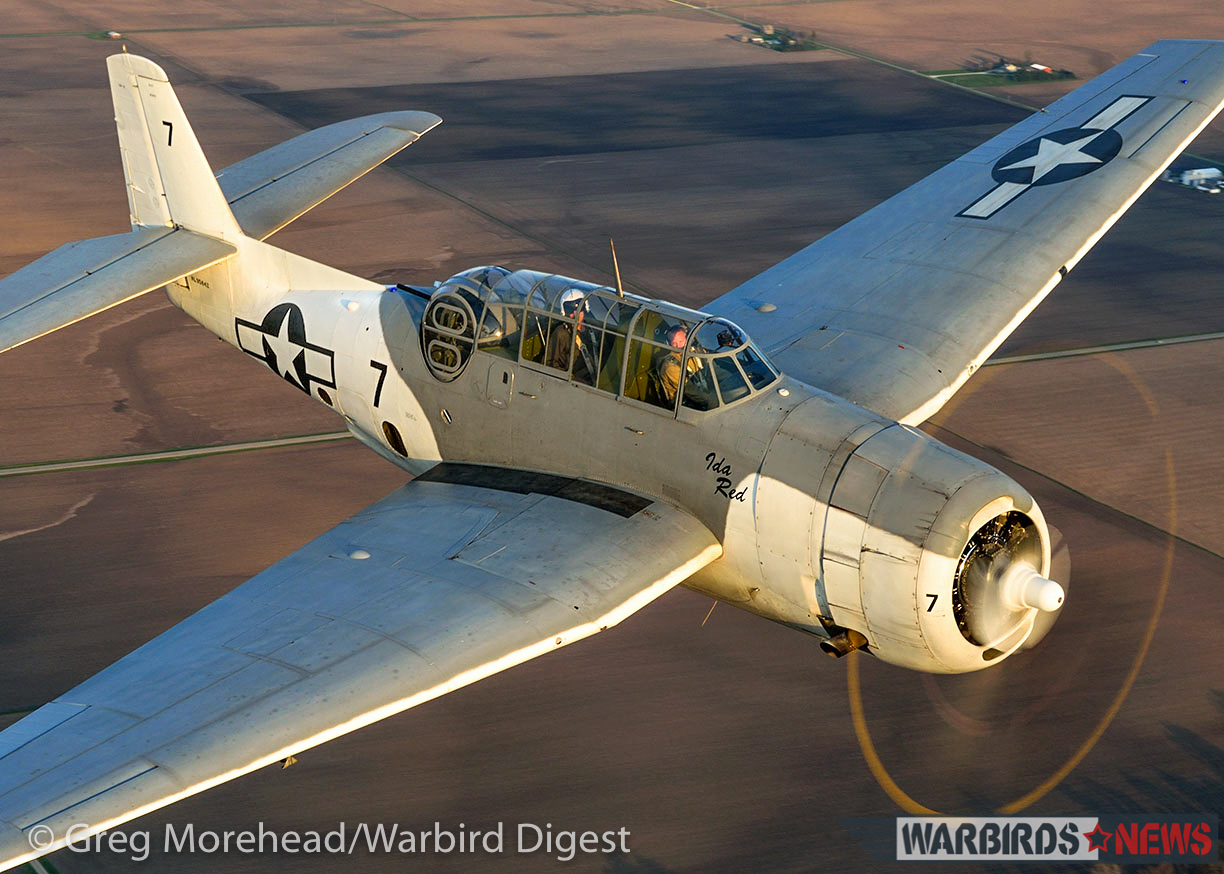 TBM Gathering - 90 Tons of Turkeys Invade Illinois 16 Another gorgeous Avenger sunset shot by Greg Morehead. This is TBM-3E Bu.85882 'Ida Red', owned by Mike Kopp. (photo by Greg Morehead, courtesy of Warbird Digest magazine)