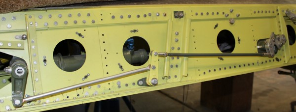 XP-82 Twin Mustang Restoration - March 2014 Update 20 The gear door control rods are now in their proper place. (photo via Tom Reilly)