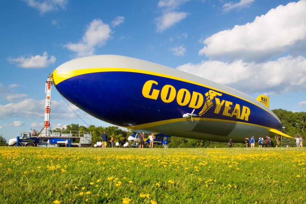 Goodyear to Celebrate 100 Years of Airship Flying at EAA AirVenture Oshkosh 2025 10 Goodyear Blimp Arrival 2015 by Chris Miller