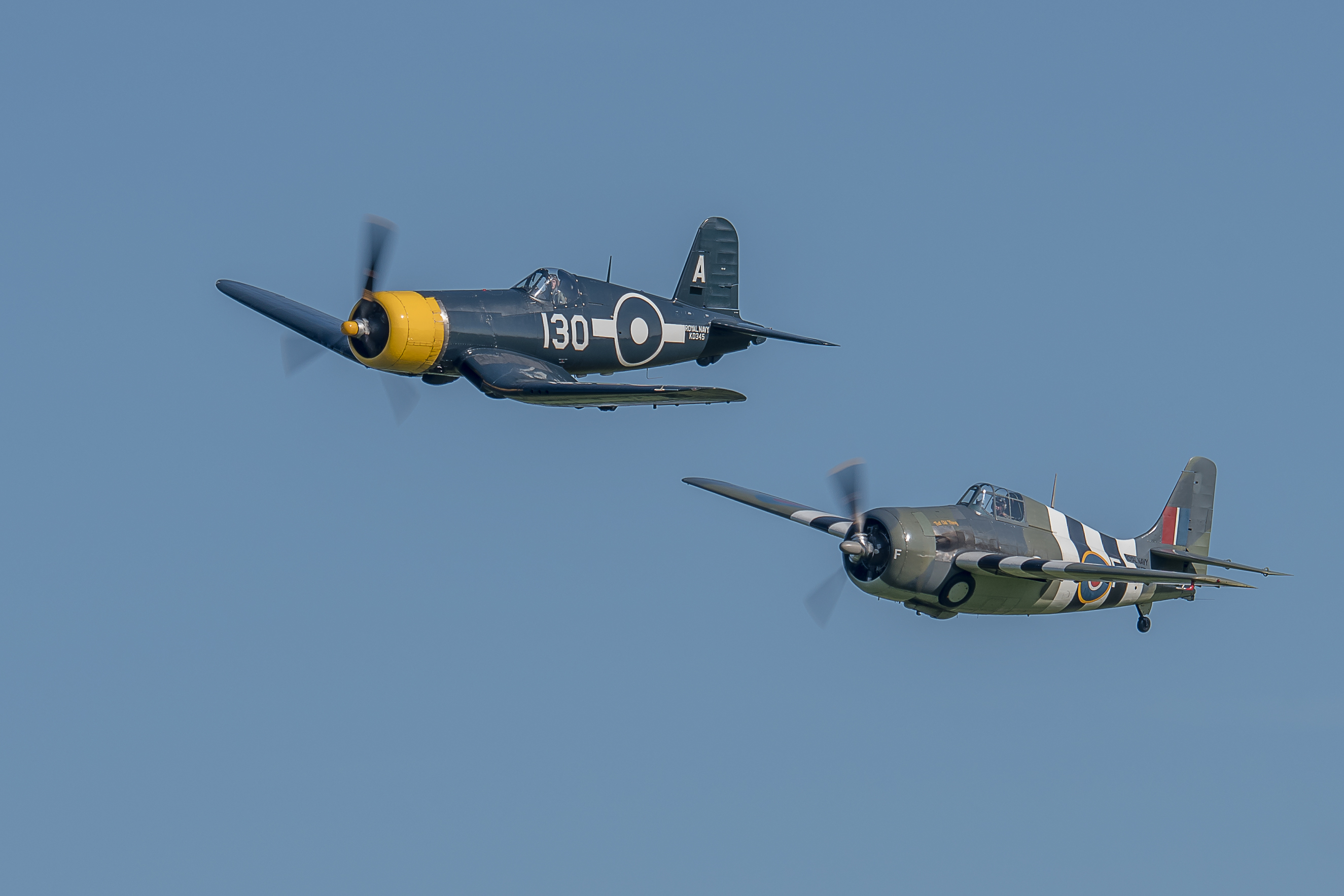 The Shuttleworth Collection's 'Fly Navy' Air Show 41 Grumman FM 2 Wildcat JV579 F The Old Thing Vought Corsair lV FG 1D KD345 A 130 D05 9483