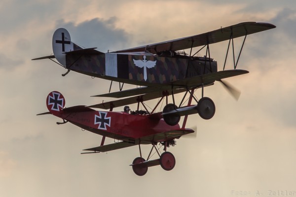 Air Show Report: Germany's Hahnweide Oldtimer Air Show 2013 18 Fokker Albatros D.VII and Fokker Dr.I triplane demonstrate the capabilities of WW I aircraft. (Image Credit: Andreas Zeitler)