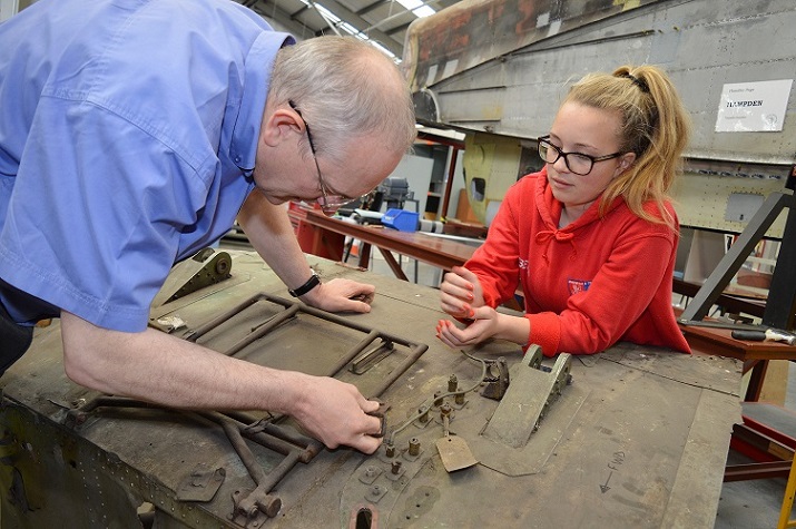 Student helps restore Handley Page Hampden 12 '©Trustees of the Royal Air Force Museum’