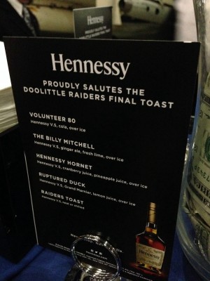 World War II's Doolittle Raiders Making Final Toast 11 The Hennessy drink menu. ( Image credit Adam White)