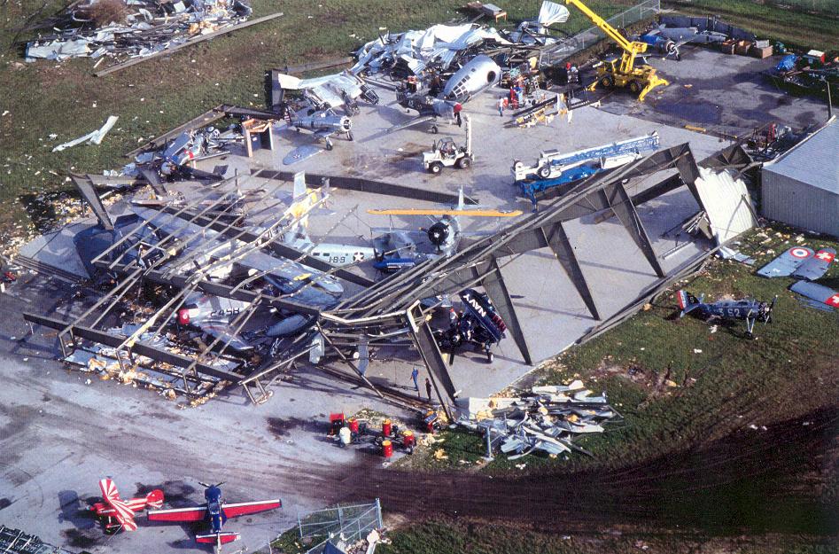 Catching Up with Kermit Weeks: Inside the Groundbreaking of Fantasy of Flight’s Act III 10 Hurricane Andrew clean up of Weeks Air Museum two weeks after August 24 1992