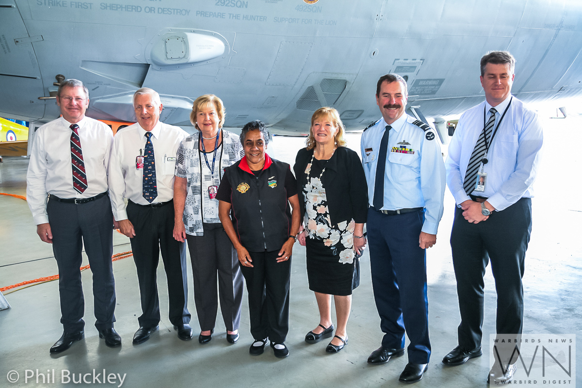 Former RAAF Lockheed Orion Officially Handed Over to HARS 33 The chief participants lined up for a group photograph following the official handover of the Orion. (photo by Phil Buckley)
