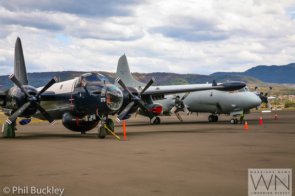 Former RAAF Lockheed Orion Officially Handed Over to HARS 21 HARS airworth Lockheed Neptune A89-273 parked next to the visiting, active duty RAAF AP-3C Orion A9-659. (photo by Phil Buckley)