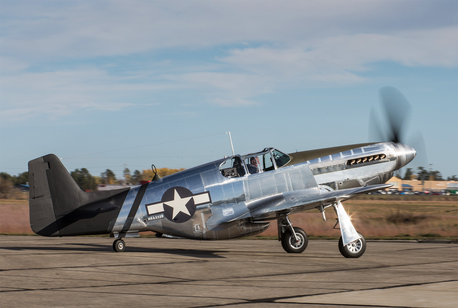 Texas Flying Legends Museum’s P-51C Mustang 'Lopes Hope 3rd' Flies! 14 Warren taxis Lope’s Hope 3rd to a tie down area for a run up. (photo by John LaTourelle via AirCorps Aviation)