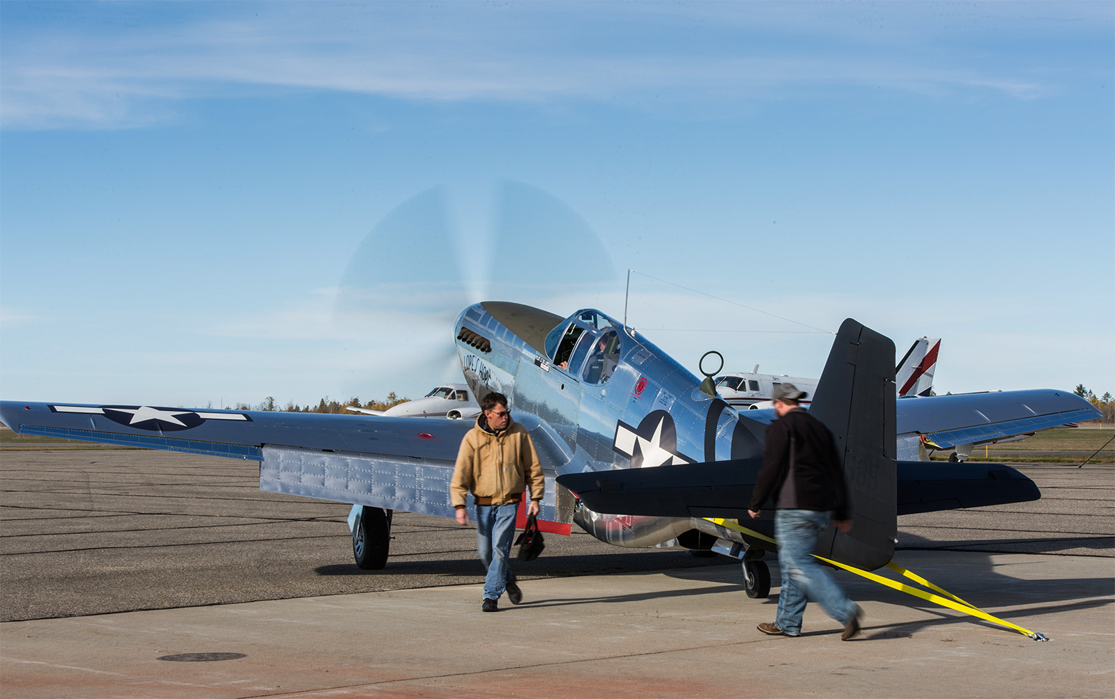 Texas Flying Legends Museum’s P-51C Mustang 'Lopes Hope 3rd' Flies! 15 The P-51C is strapped down for a full power engine run. (photo by John LaTourelle via AirCorps Aviation)