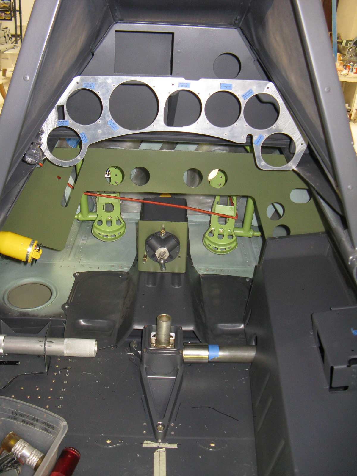 FW-190 First Flight At GossHawk Unlimited!!! 39 Test-fitting the custom-made instrument panel in the FW-190. (photo via GossHawk Unlimited)