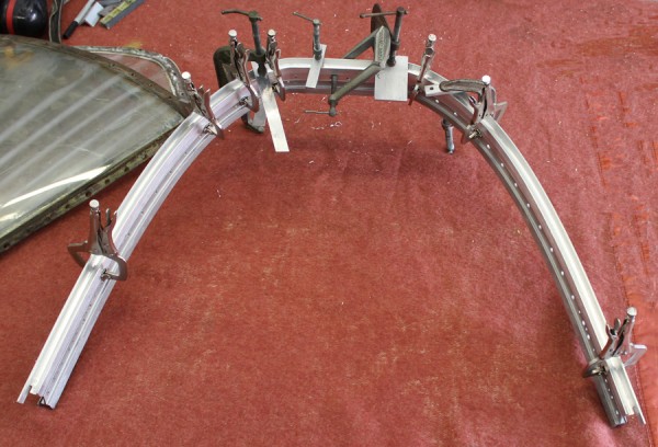 XP-82 Twin Mustang Restoration - March 2014 Update 18 One of the new canopy bows under assembly. (photo via Tom Reilly)