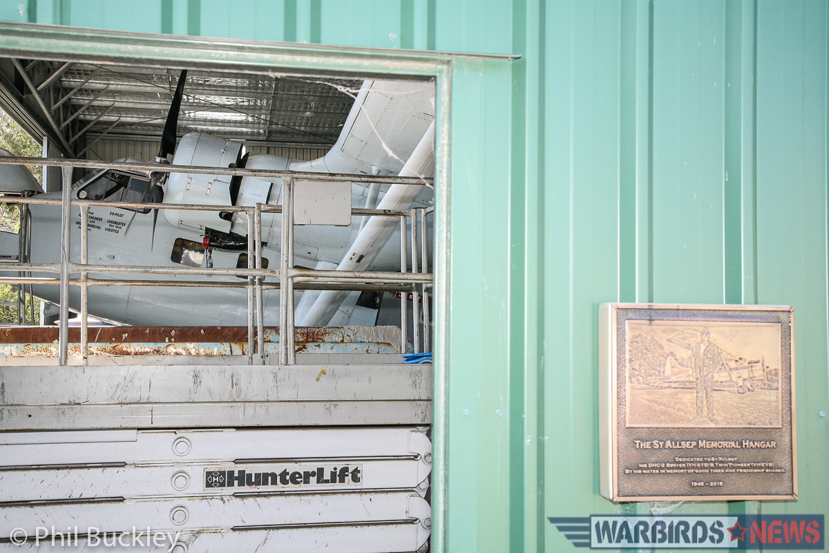 Twin Pioneer Restoration Update from Downunder 12 A view of the 'Twin Pin' inside the hangar dedicated to the late Sy Allsep, the mad responsible for saving this aircraft and another of the type. (photo by Phil Buckley)
