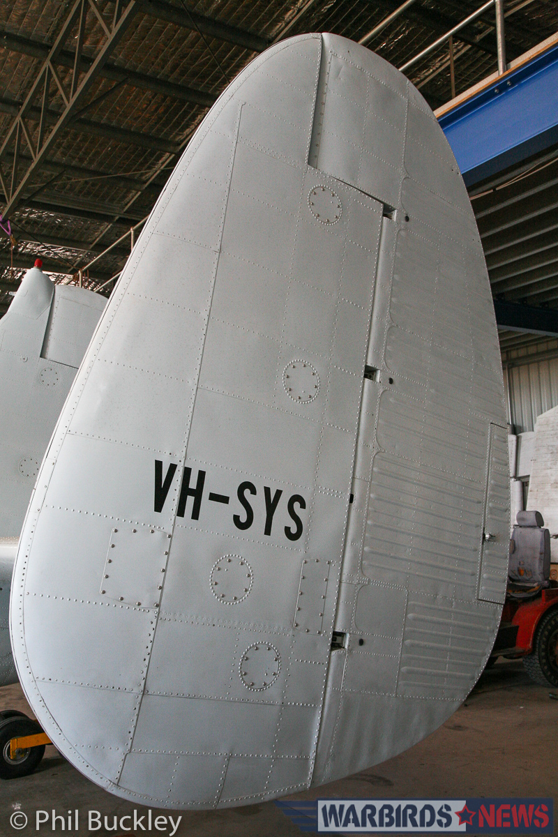 Twin Pioneer Restoration Update from Downunder 20 The new aircraft registration lettering applied to the tail. (photo by Phil Buckley)