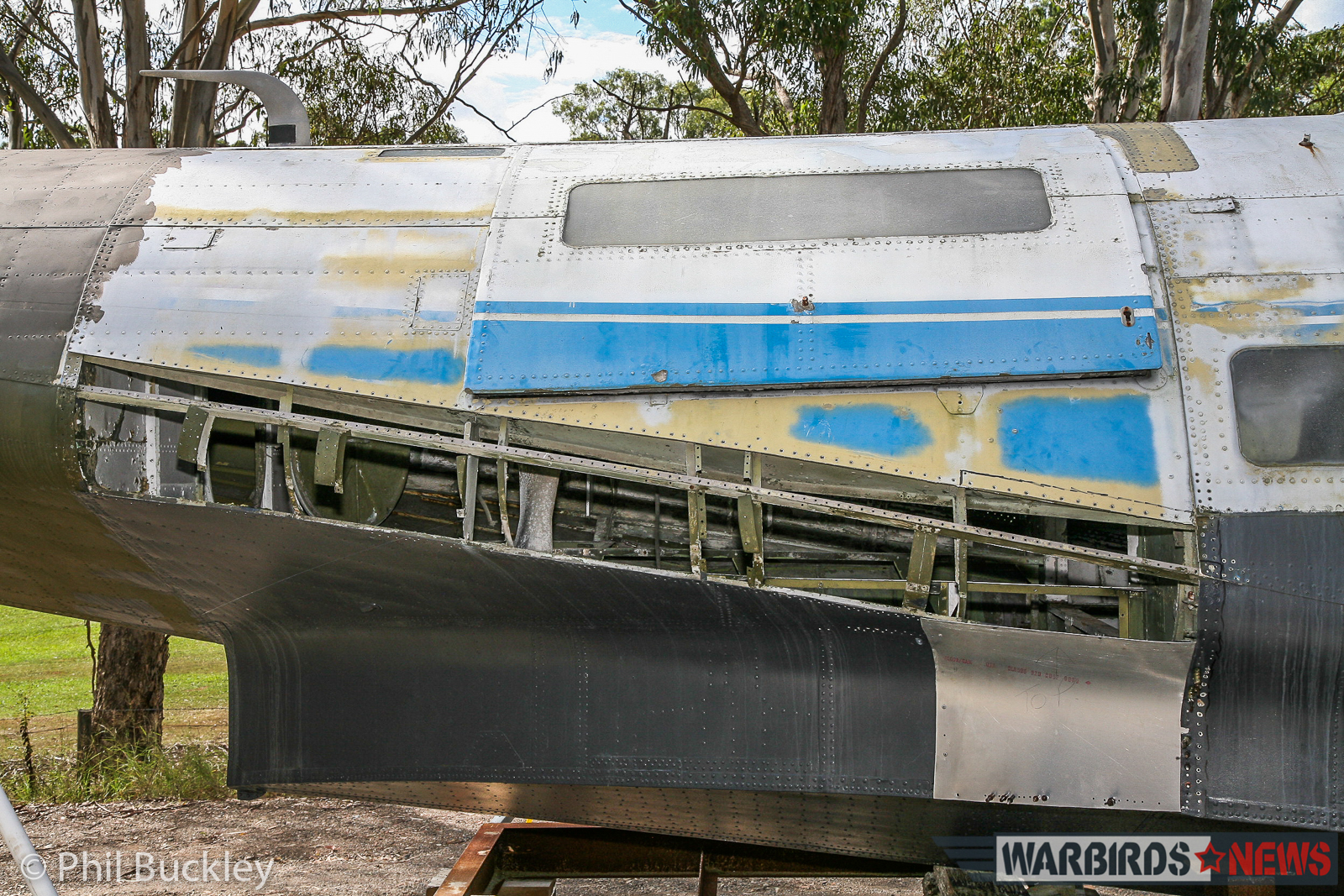 Downunder PBY - Restoration Report from Rathmines, Australia 14 An image showing the re-skinning under way on sections of rear fuselage. (photo by Phil Buckley)