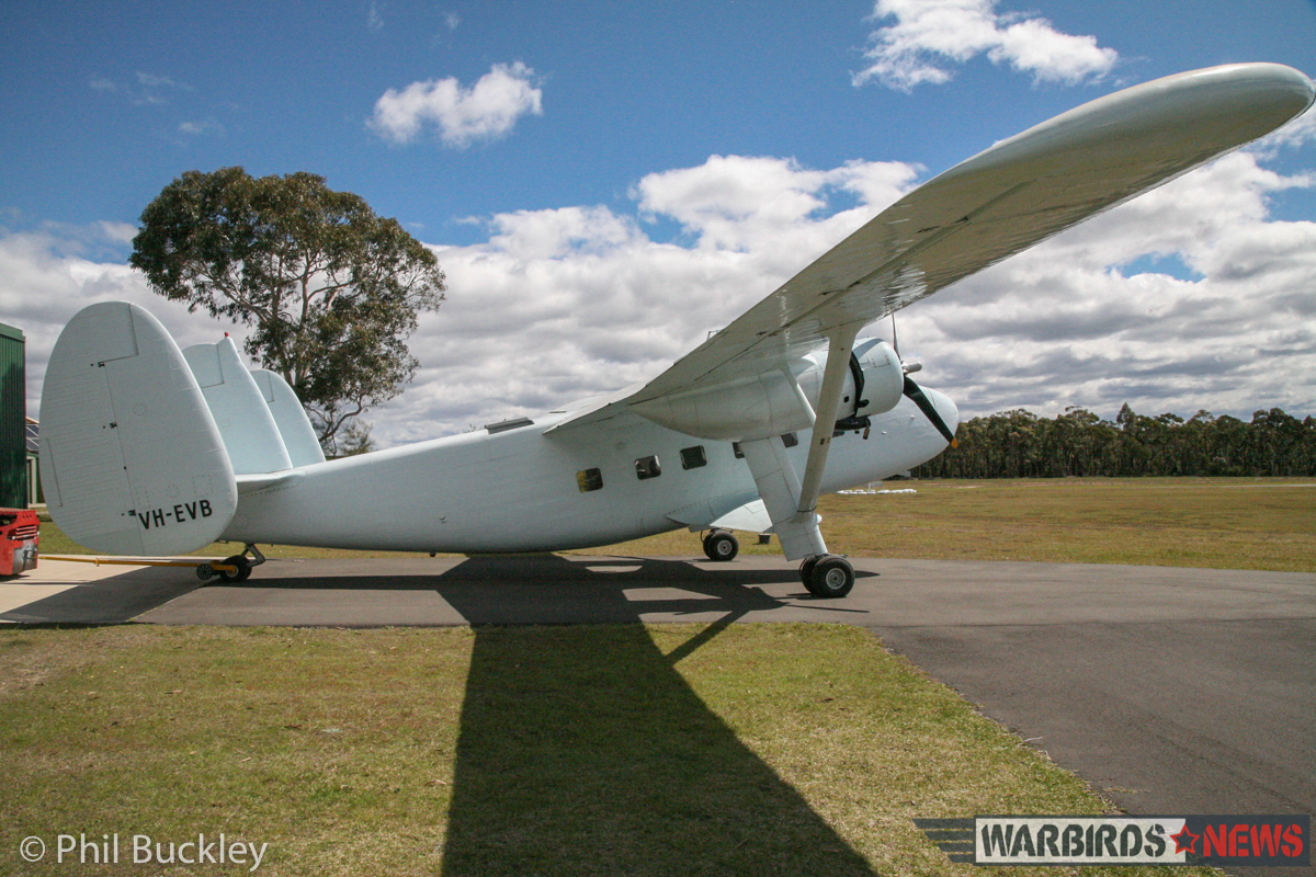 Twin Pin Revival - A Classic Warbird Transport Comes Back to Life Down Under 16 VH-EVB basking in the sun before her engine run. (photo by Phil Buckley)