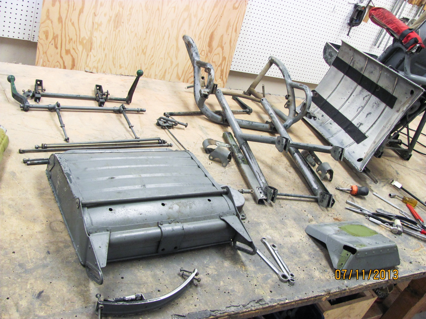 Privateer Airborne 27 One of the cockpit seats reduced to component parts for refurbishment. (GossHawk Unlimited photo)