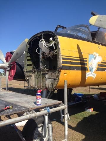 Douglas A-26 Invader Movements Downunder 12 The Invader following removal of her nose assembly. (Photo via Reevers)