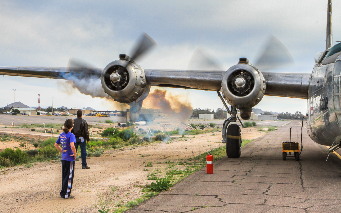 Privateer Airborne 47 Engine #4 starts up. (GossHawk Unlimited photo)