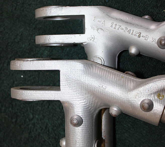 XP-82 Twin Mustang - September, 2014 Restoration Update 18 Some of the tail gear fittings for the Twin Mustang. Note the original milling marks on the nearer example salvaged from the XP-82, which was adapted from a P-51H. (photo via Tom Reilly)