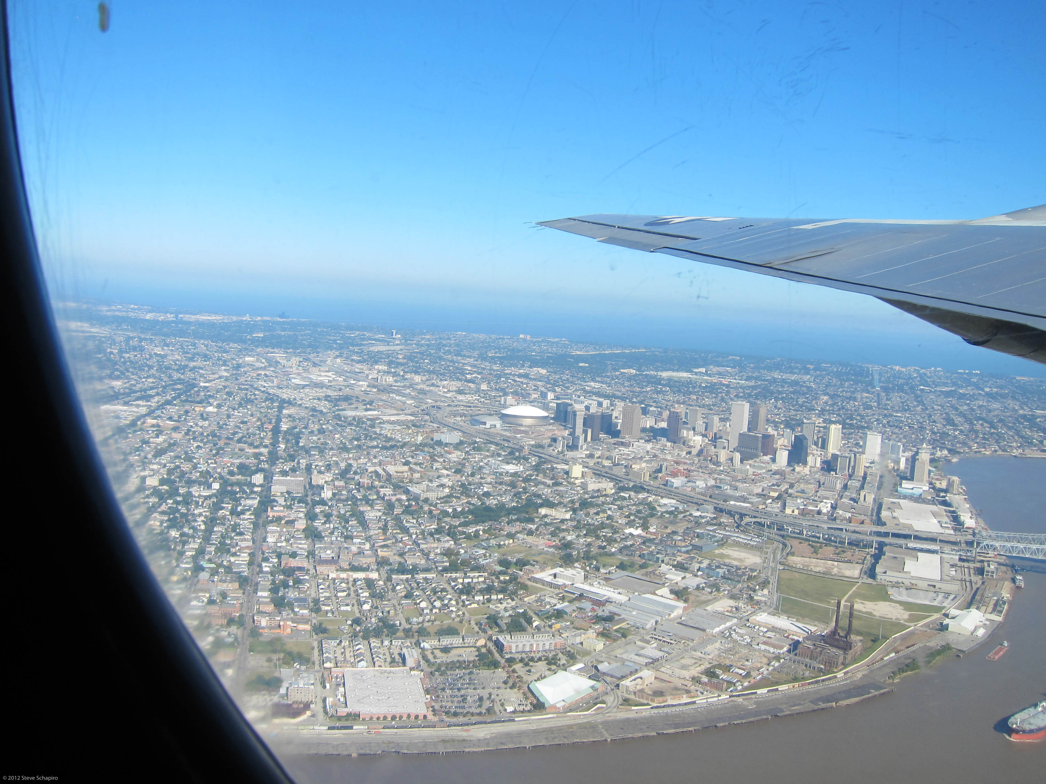 Inaugural WWII AirPower Expo a Soaring Success! 12 A view of downtown New Orleans from the B-29.(Photo by Stephen Schapiro. )