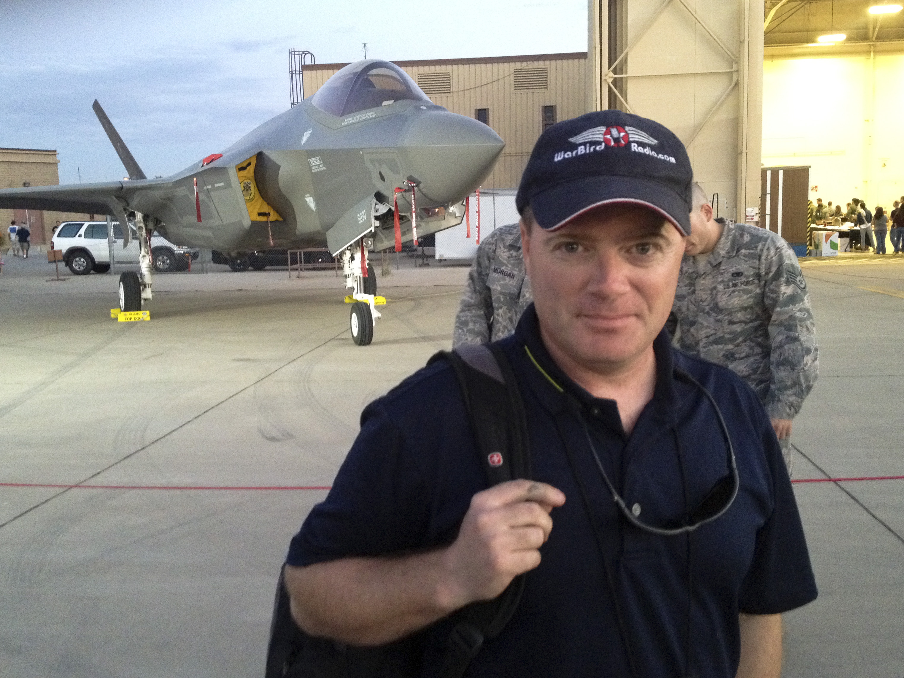 Friday Favorite - X-35B Lightning II 13 Matt Jolley at the Luke AFB air show in March, 2014 with the F-35A behind him. (photo via Matt Jolley)