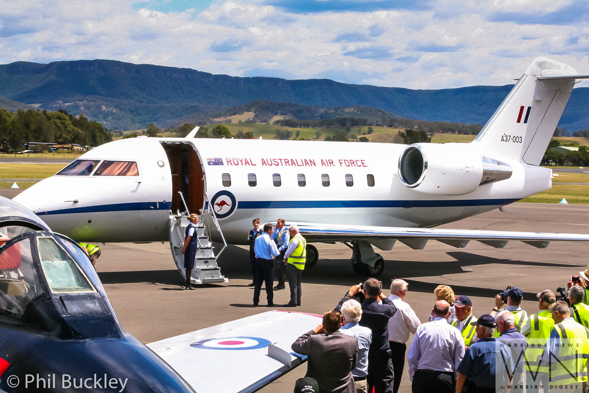Former RAAF Lockheed Orion Officially Handed Over to HARS 35 Chief of Air Force Davies getting ready to depart the proceedings in his Bombardier CL603 Challenger A37-003 following the handover. (photo by Phil Buckley)