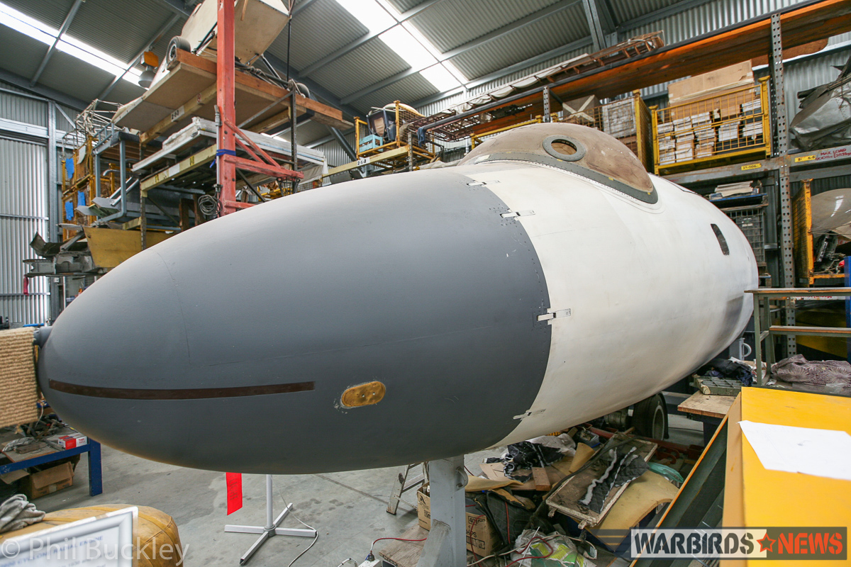 English Electric Canberra WD954 - Nose Section Restoration Update 14 WD954's forward fuselage under restoration in the South Australian Aviation Museum's workshop. (photo by Phil Buckley)